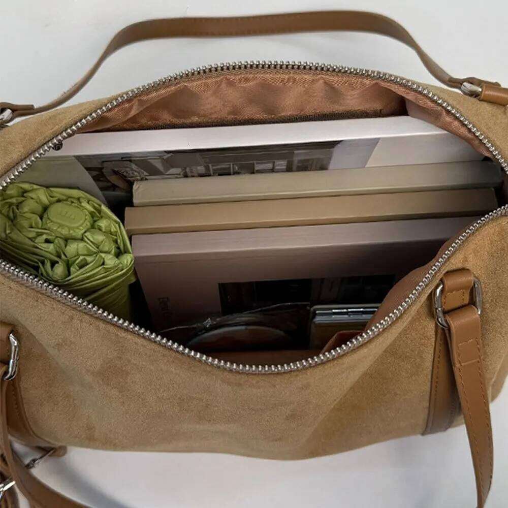 Premium Simple Solid Color Tote Bag, Autumn Winter Fashion Suede Shoulder for Women's, Retro Casual Commuting Crossbody Bag Z260207 - view 6