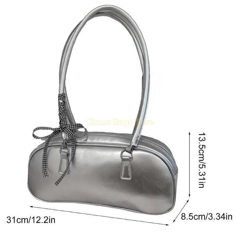 X90D Women PU Leather Shoulder Trend Bows Armpit Large Capacity Underarm Bag Y260205