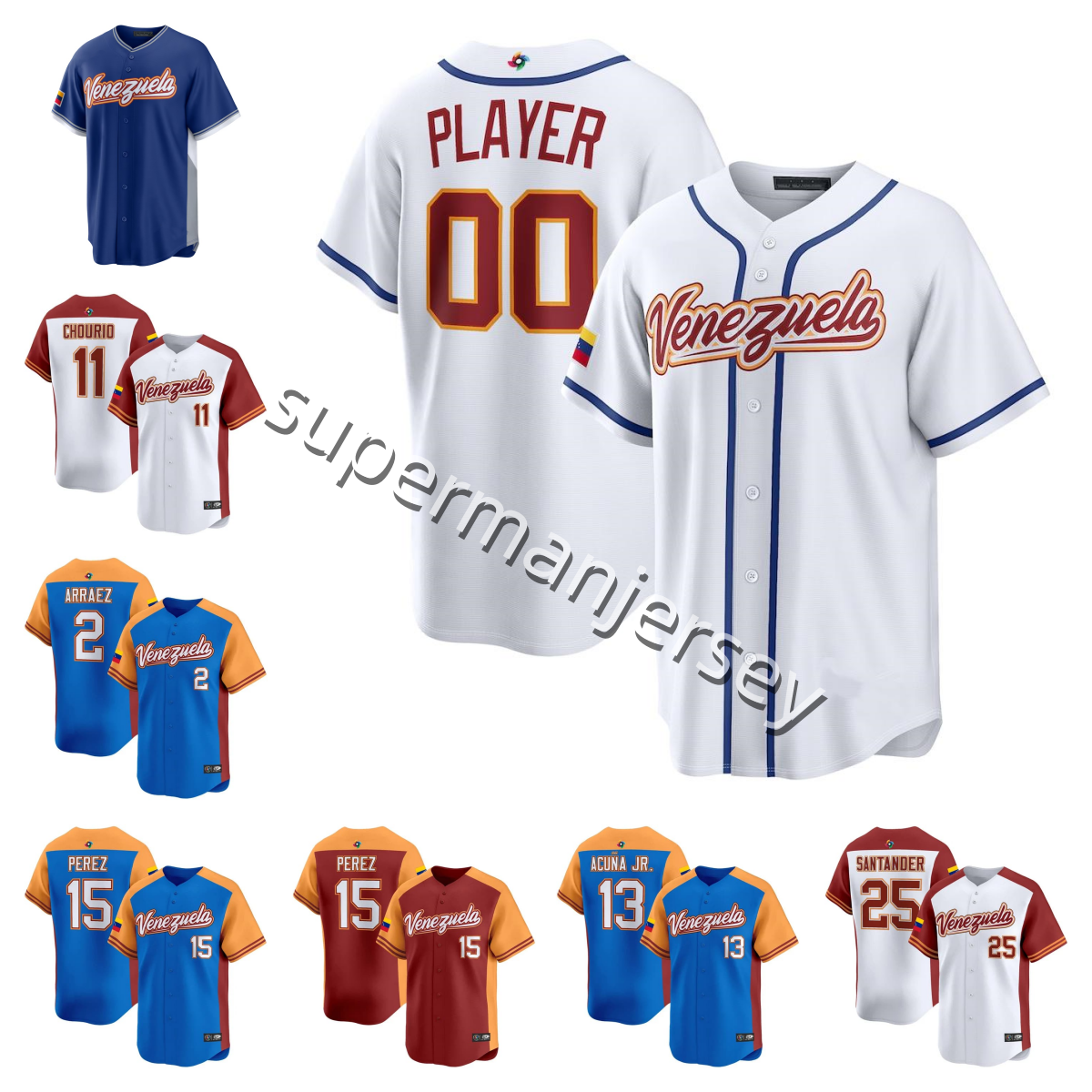 Venezuela 2026 World Baseball Classic Jersey WBC Jose Altuve Ronald Acuna Jr. Miguel Cabrera Luis Arraez Miguel Rojas Gleyber Torres uniforme de Venezuela