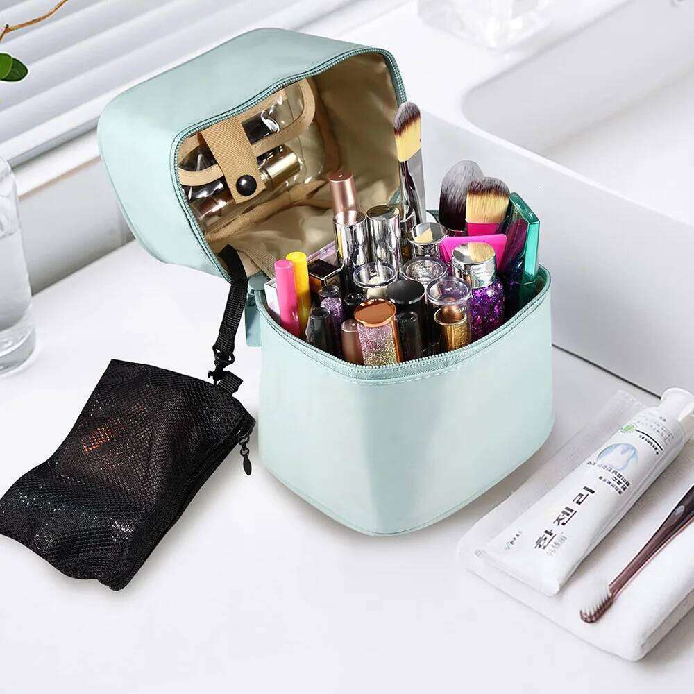for Women Travel Cosmetic Bag Case Water-resistant Brush Holder Nylon Makeup Organizer Y260206