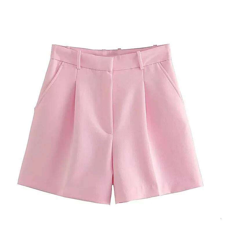 HXAO Female Black Pink Woman Summer 2024 Pleated Baggy White Shorts For Women Casual High Waist Short Pants XJ260206