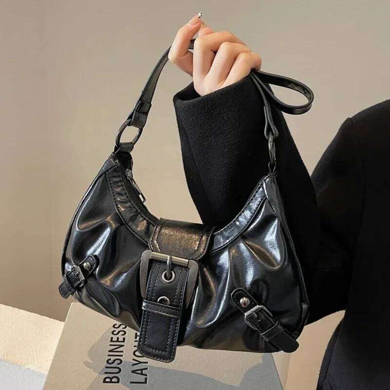 NEW Vintage PU Leather Shoulder for 2026 Y2K Spicy Girl Trend Maillard Style Underarm Bag High Quality Women Handbags Y260205