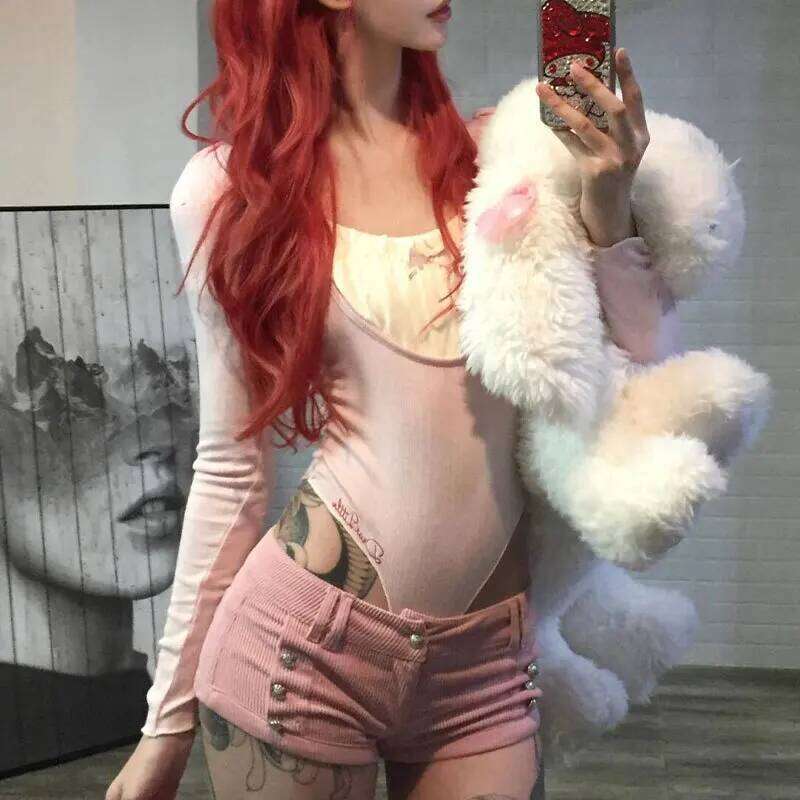 Sexy Pink Pit Strip Corduroy Ultra Women's Design Tight Low-waisted Hip-hugging Y2k Hot Pants Booty Shorts XJ260206