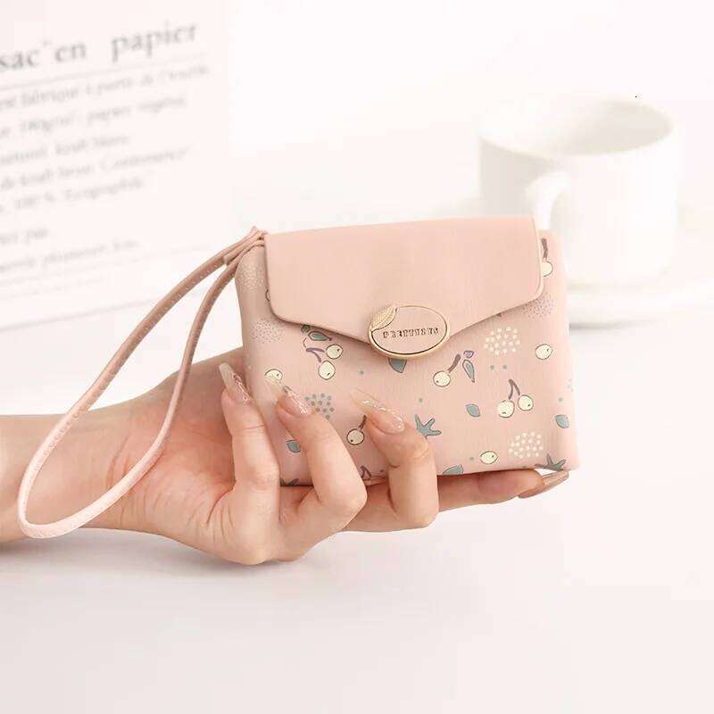 New women's portable short wallet cute cartoon high quality PU rhombus printed buckle multiple card slots certificate fa Y260206