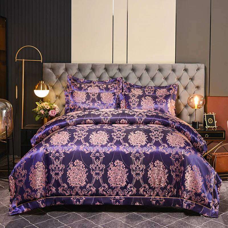 2025 new high-end satin set household bedding one-word embroidery jacquard four-piece series XJ260206