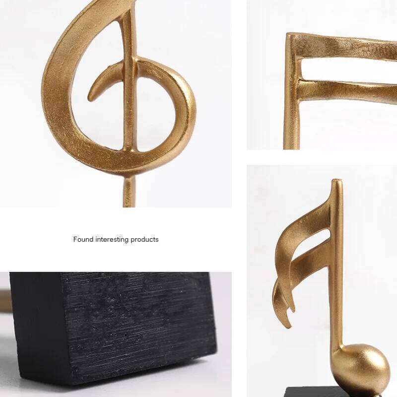 Musical Note Figurines Decoration Resin Golden Sculpture Home Decor Desk Piano Office TV Cabinet Ornaments Souvenirs S260204 883