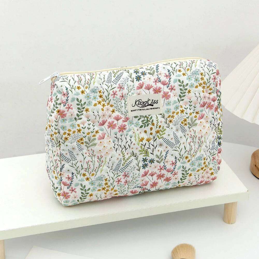 Flower Print Women Fashion Cosmetic Large Capacity Travel Organizer Makeup Toiletry Pouch Handbag Portable Ladies Tote Bag Y260206