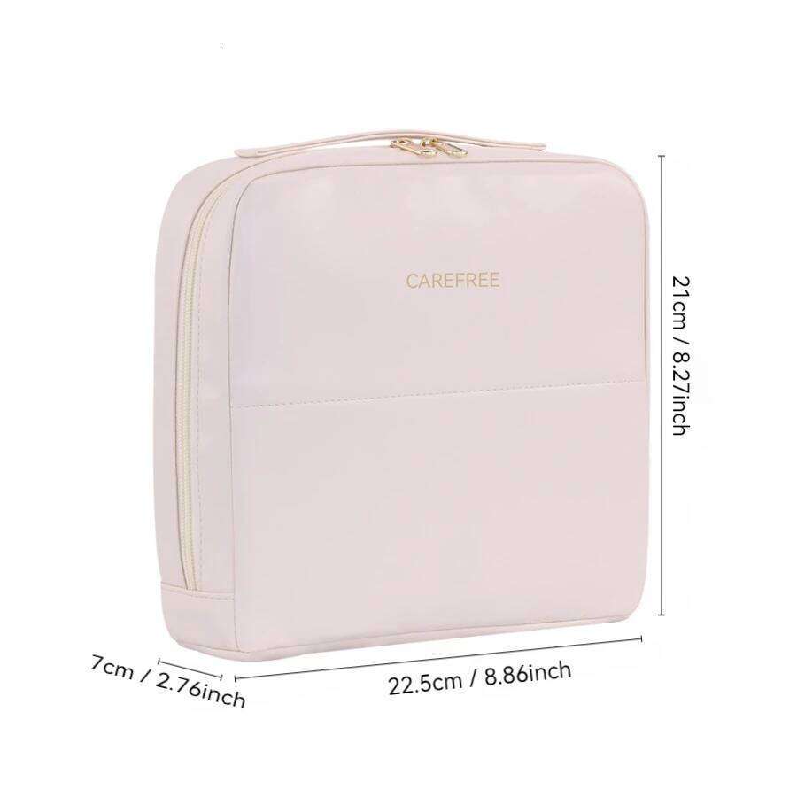 PU Standing Cosmetic Bag Portable Large Capacity Partitioned Makeup Organizer For Travel And Daily Use Y260206