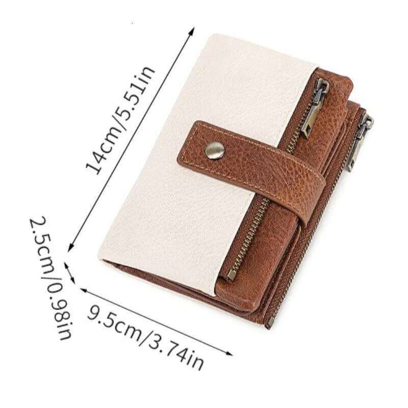 New RFID Women's Wallet Multi-functional Three-fold Short Wallets Retro Large-capacity Coin Purse Y260206