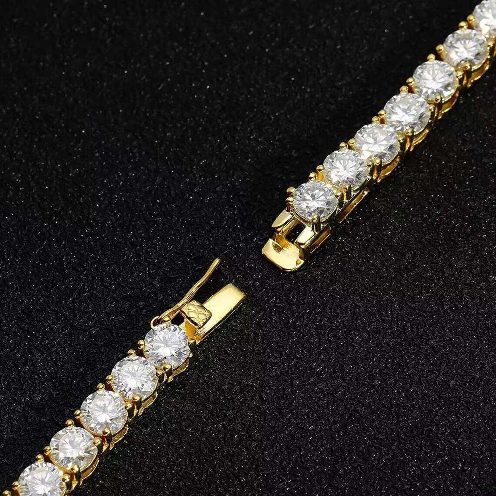 Factory Wholesale Vvs Iced Moissanite Diamond Sterling Silver Link Chain Tennis Necklace 6Mm-9Mm Custom Wedding