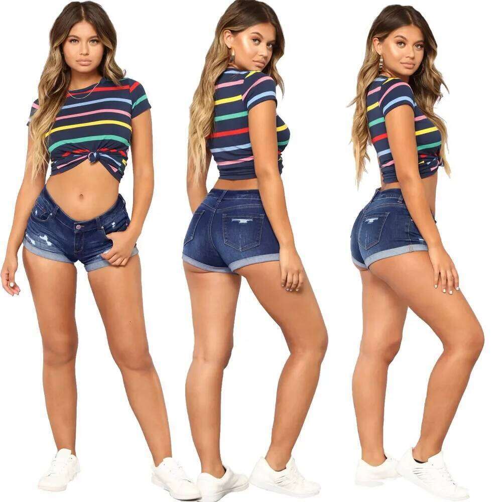 Washed Ripped Mid-waist Denim Shorts.Comfortable Short Jeans with A New Style of Personalized Street Fashion for Women in Summer XJ260206