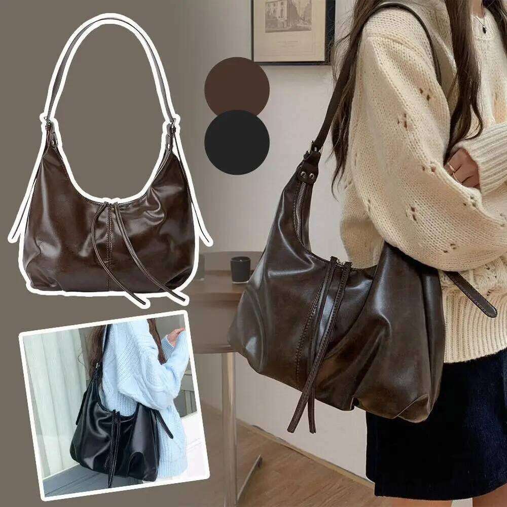 Korean Style tote bag Large Capacity Women's Crossbody Casual Retro Single Shoulder Commuter Underarm Bag Y260205