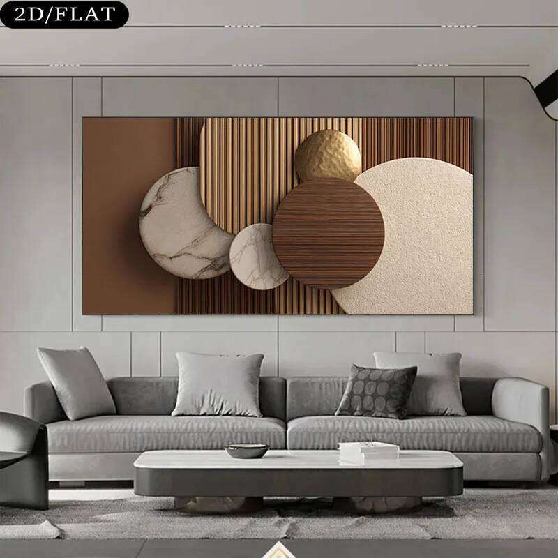 2D Flat Modern Abstract Frameless Canvas Wall Art - Neutral Large Rectangular Panel Suitable for Living Room, Office Decor 26Y0207