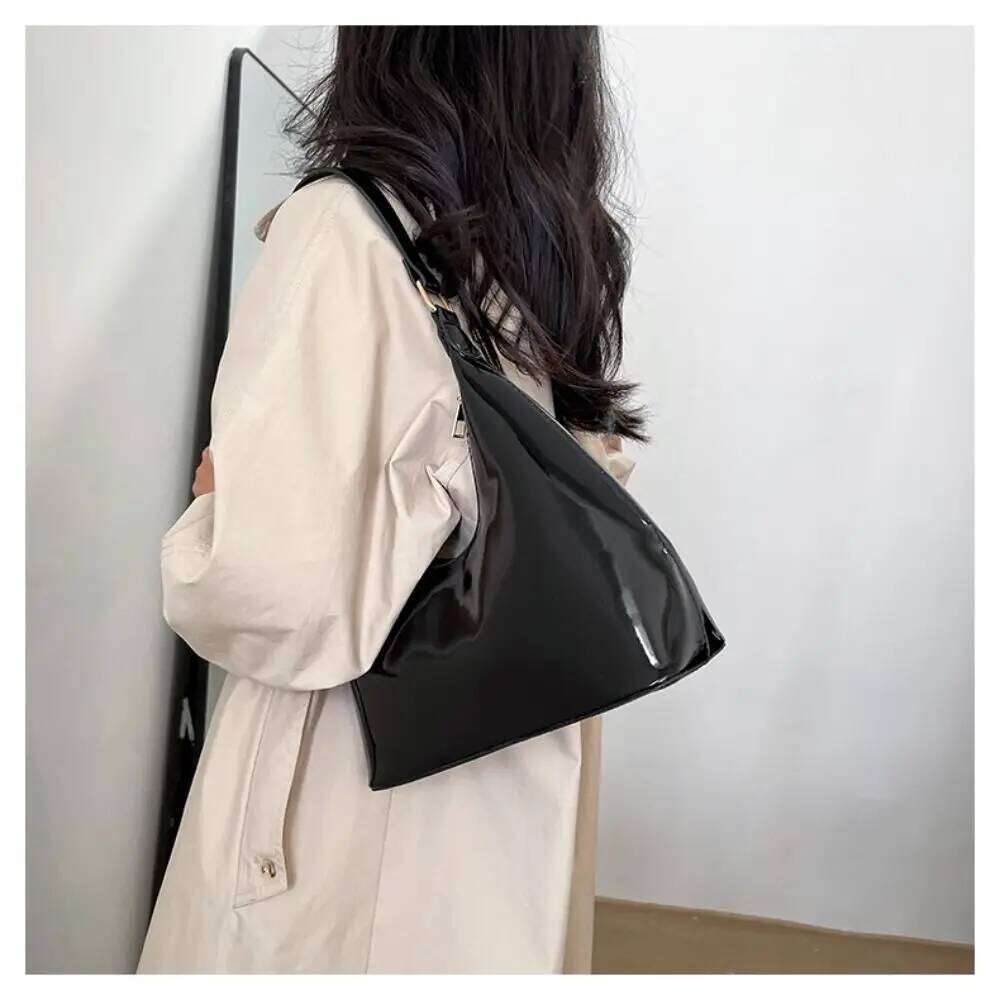 Glossy Fashion PU Leather Solid Purse Women Shoulder Messenger Bag Handbag Y260205