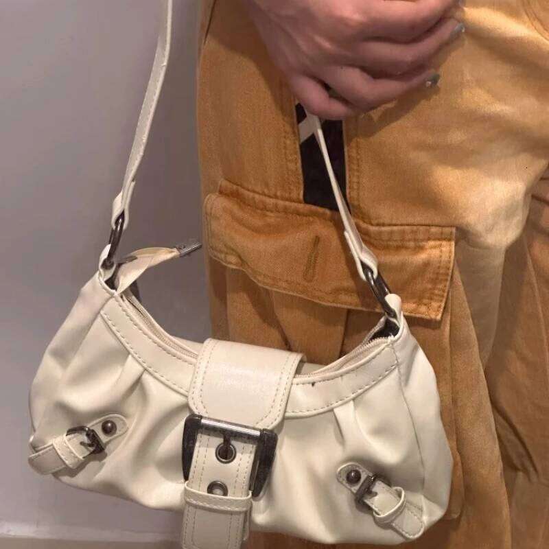 Vintage Y2k Aesthetic Pleated Underarm Bag Luxury Design Office Lady Women's Handbags All Match Ins Casual Shoulder Bags Fashion Y260205