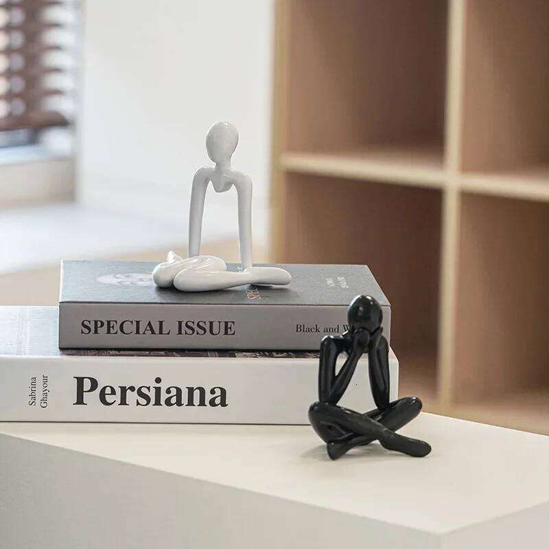 Nordic Light Luxury Style Abstract Figure Thinker Home Decoration Ornaments Sitting Posture Statue Crafts Desktop Decor Artworks S260204 cb8