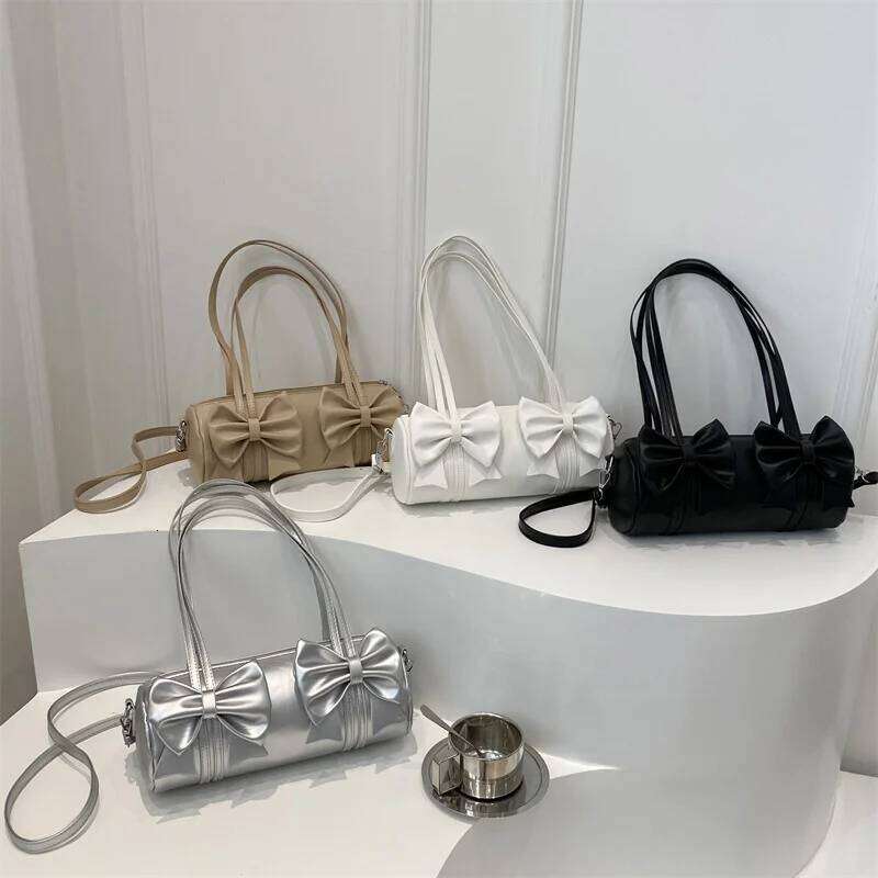 Bow Crossbody Women Fashionable Adjustable Strap Small Handbag with Zipper for Work Travel Shoulder Bag Y260205