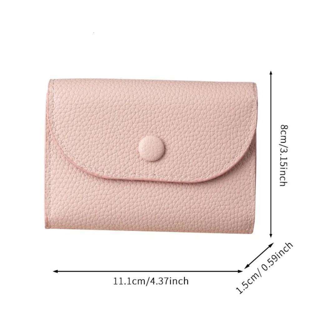 New PU Leather Short Wallet Zipper Solid Color Card Holder Mini Small Handbag Ladies Y260206