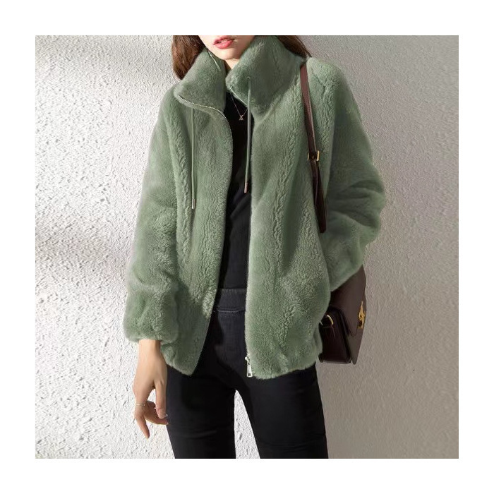 Autumn/Winter Fashionable Simple Letter Embroidery Badge Grey Tweed Loose-Fit Jacket Couple Jacket Trendy 251211