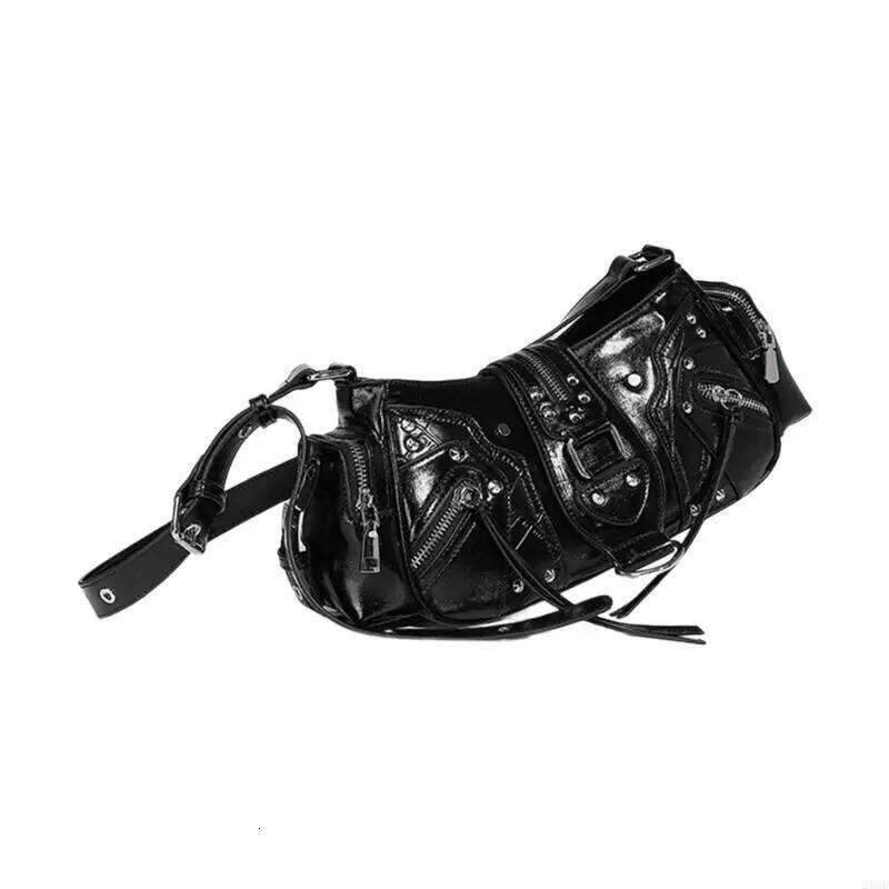 28GD Women Armpit Multi-Pockets Handbag All-matching Crossbody Rivets Commuting Retro Shoulder Bag for Daily Z260207 - view 3