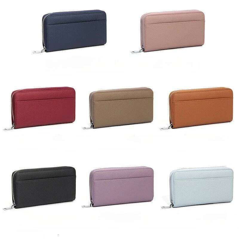 Fashionable Long RFID Leather Women's Wallet, Large Capacity Multi Slot Phone Bag, Zipper Closure, Multi-pocket Hand-held Wallet Y260206
