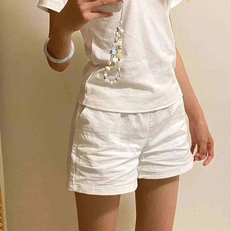 High Waist Cotton Women Summer Korean Loose Casual Wide Leg Female Fashion Simple Pure All Match Jogging Shorts XJ260206