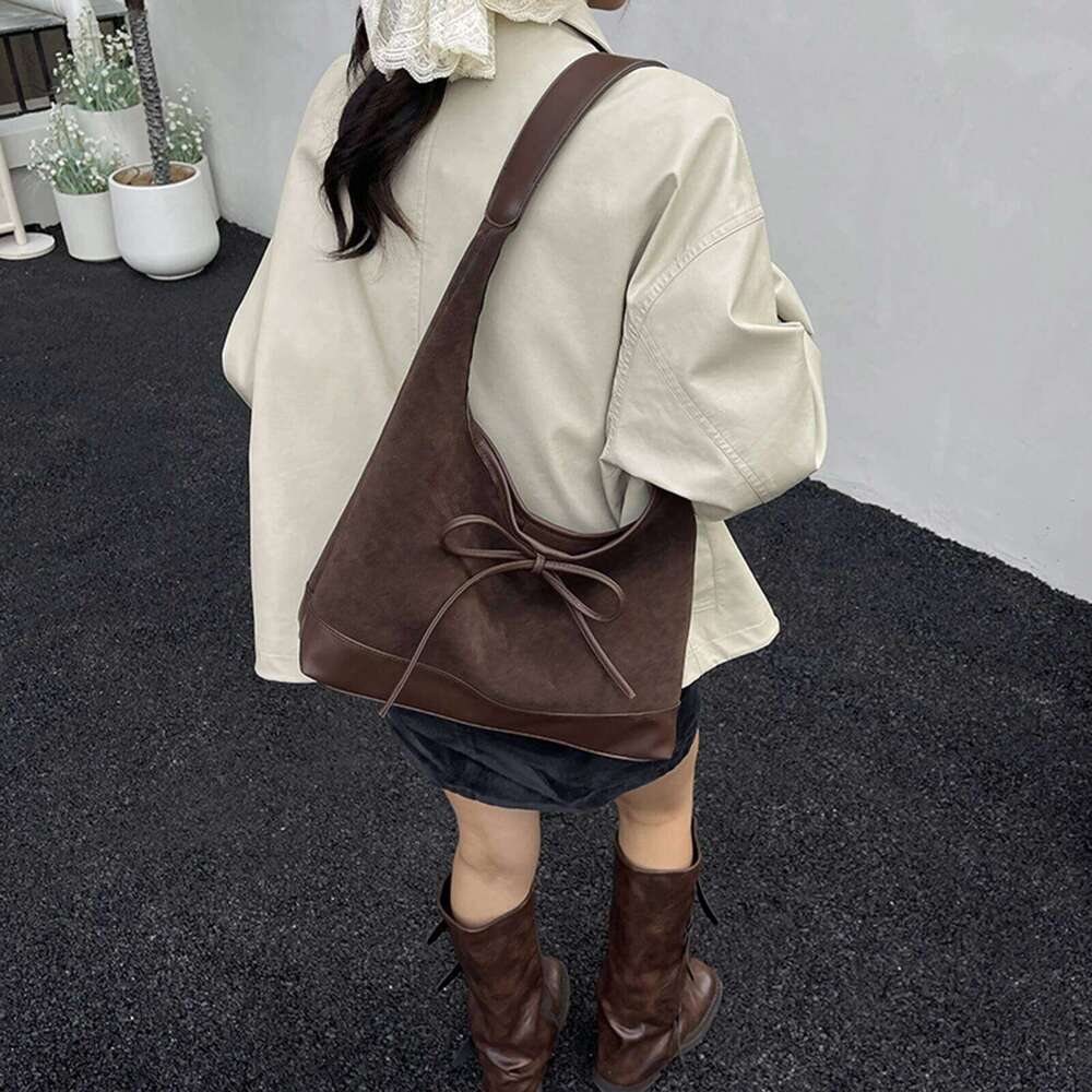 Bow Hobo Solid Colour Handbag Large Slouchy Shoulder Bag Lightweight for Women Work Everyday Z260207 - view 4