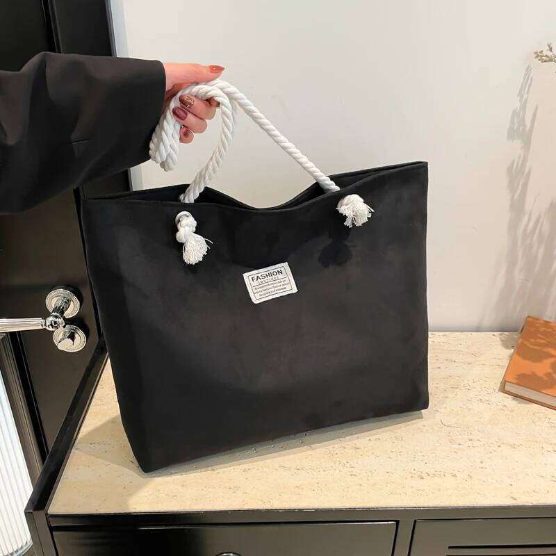 Suede Shoulder Eco Shopping Student Bookbag Casual Handbag Travel Cosmetics Key Mobile Phone Tablet Computer Tote Bag Y260204