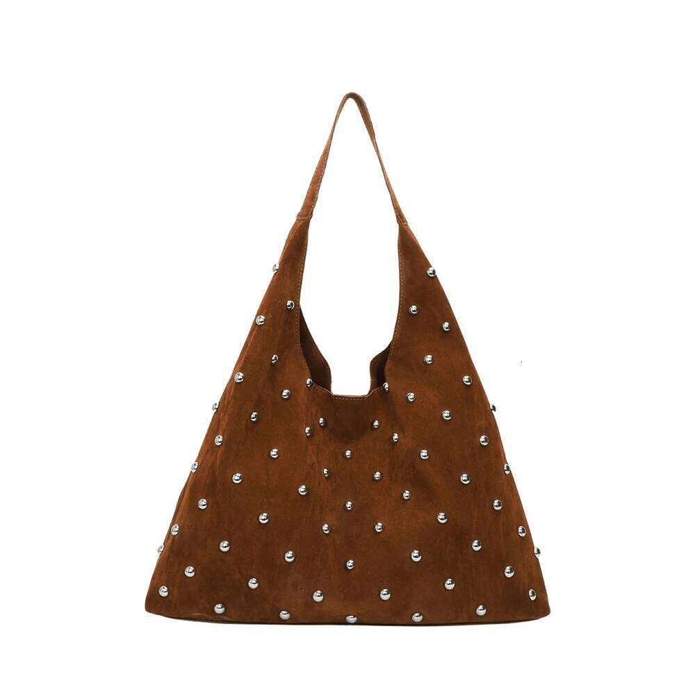 Women Burgundy One Shoulder Bag Fashion Personalized Rivet Frosted Pu Underarm Bags Buckle Versatile All-Match Tote Handbags Y260204