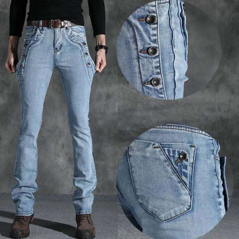 Mens Flared cut Boot Cut Men Leg Fit Classic Denim Flare Vintage Jeans Male Straight Pants X260207 - view 5