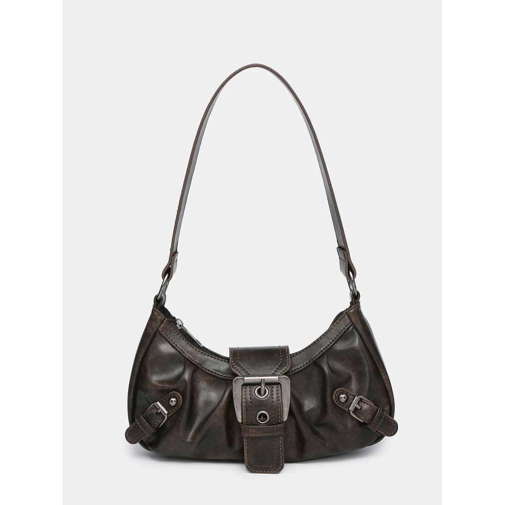 2024 spring hot selling Maillard retro small spicy girl Y2K wasteland style vintage leather shoulder armpit bag Z260207 - view 4