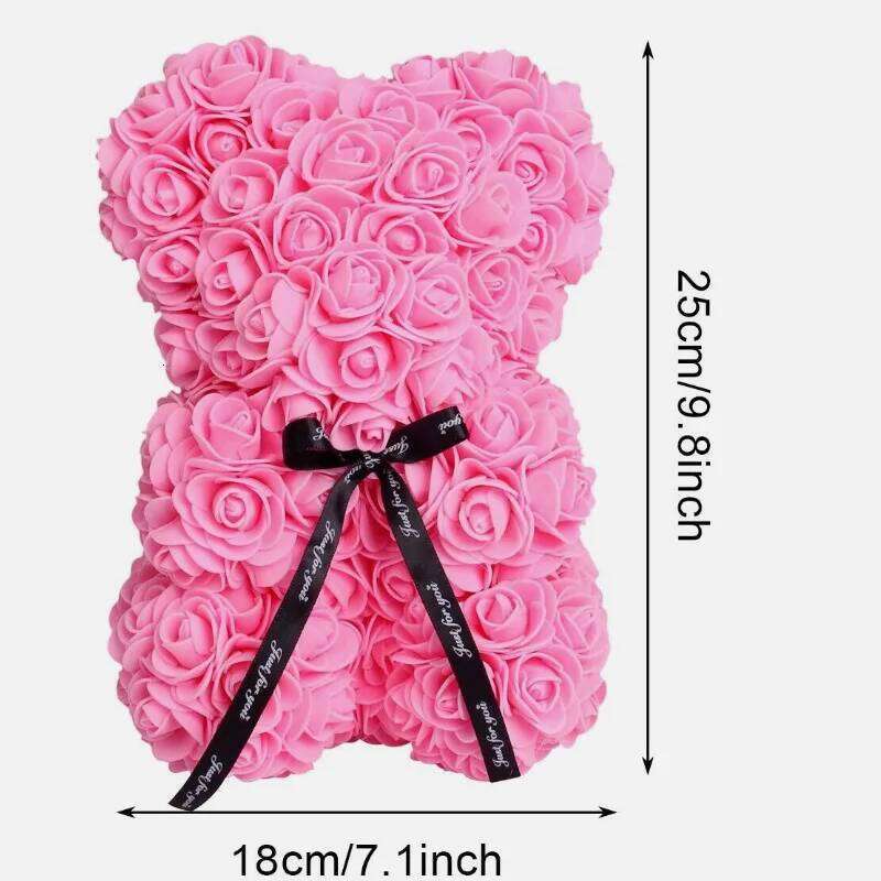 1pc Rose Artificial Foam Flowers Bear Romantic Creative Gifts For Valentines Day Anniversary Wedding Birthday with Box S260204