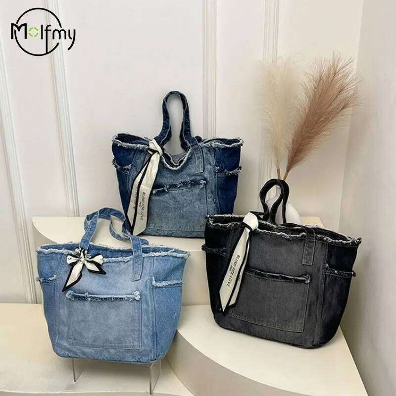 Denim Designer Bags Large Capacity Multifunctional Shoulder Bag Commuting High Quality Women Luxury Handbag Fashion Droshipping Y260205