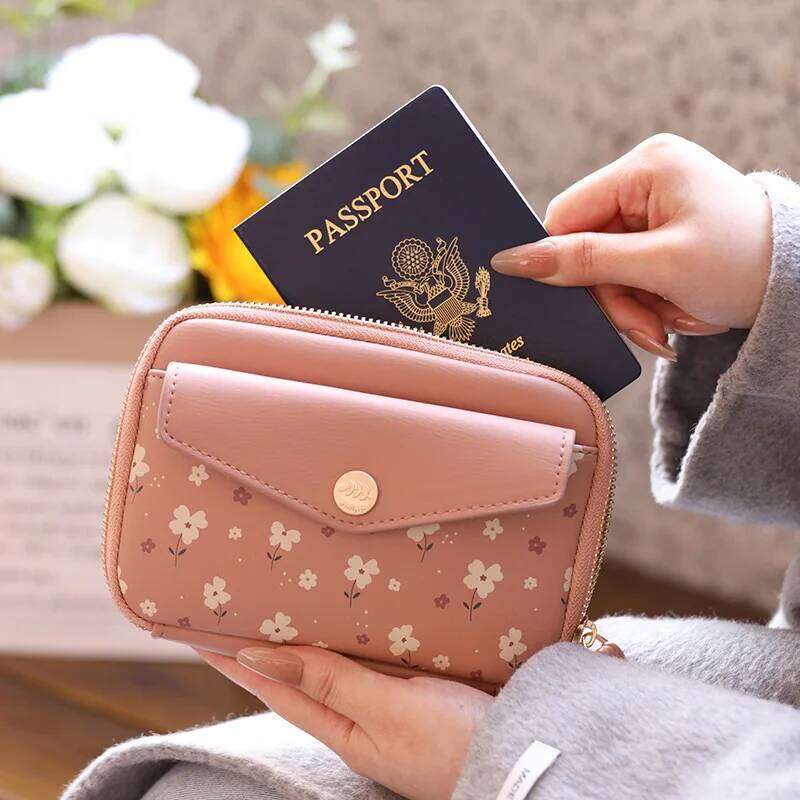 New model high-quality PU printed multi-functional handbag for passport, large capacity ladies' coin zipper storage bag f Y260206