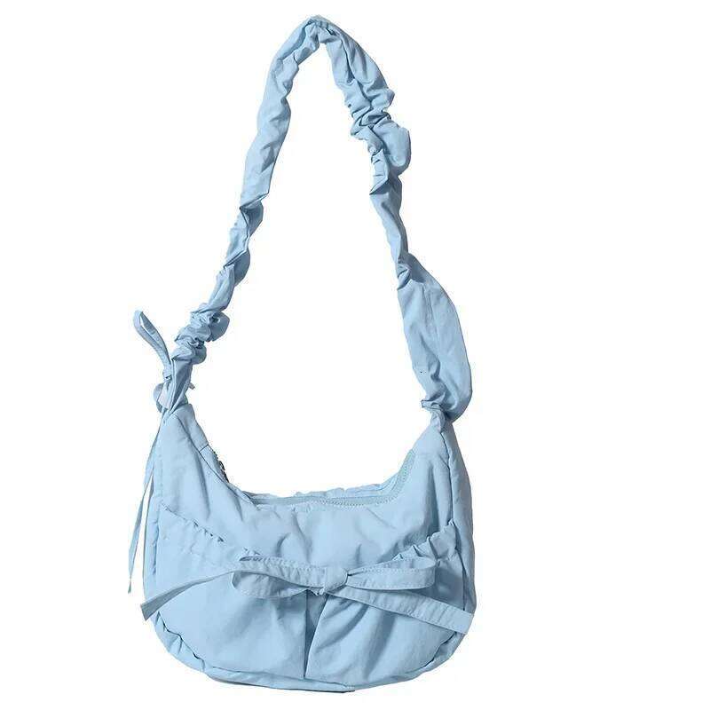 Casual Bowknot Women's Small Shoulder Bags Pleated Solid Color Ladies Underarm Handbags Portable Female Crossbody Bag Y260205