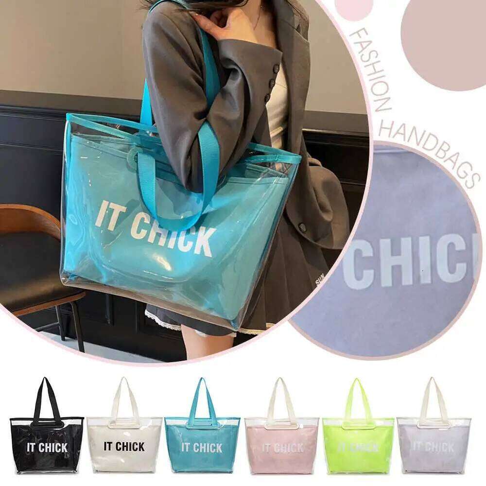 Women Tote Handbag Transparent Seaside Shoulder Bag Beach Jelly Pack PVC Waterproof Top Handle Bags Casual Summer Underarm Pouch Y260204