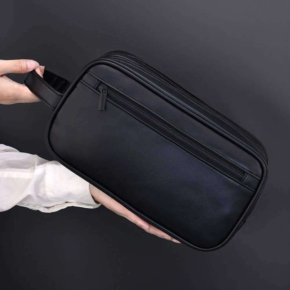 Travel Toiletry Bag Large Shaving Dopp Kit Water-resistant Bathroom Toiletries Organizer PU Leather Cosmetic Bags Men Women Y260206