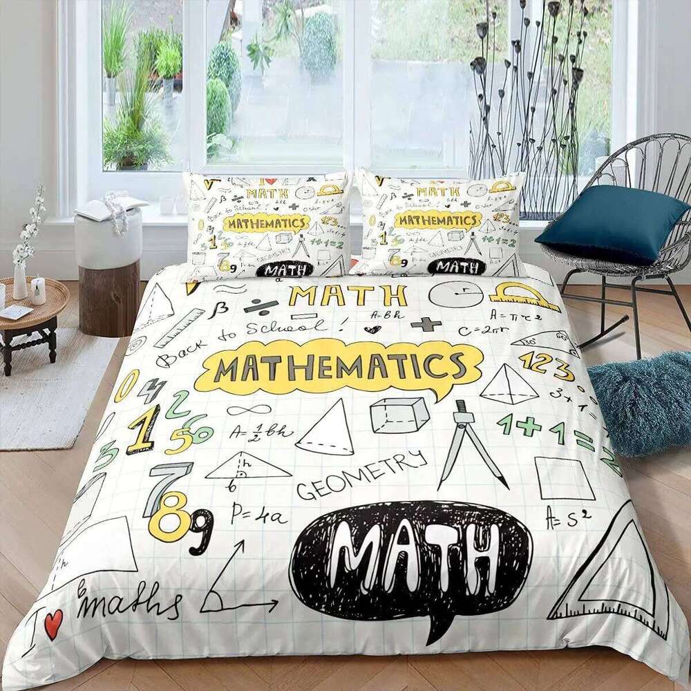 Math Equations Duvet Set Hourglass Purple Galaxy Comforter Cover Physics Formula Dorm Bedding Sets Science Geometry Axis XJ260206