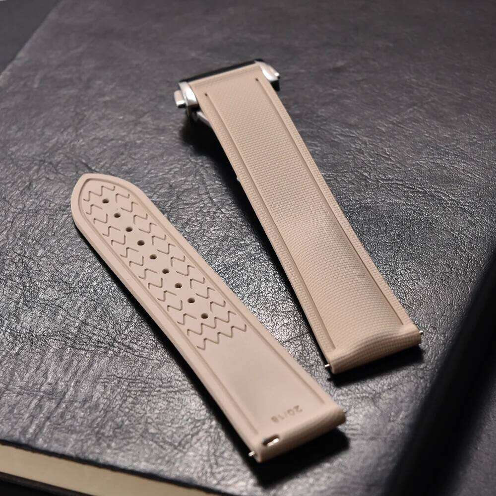 High Quality Woven Pattern FKM Rubber Strap 20mm 21mm 22mm Diving Sports Deployant Watch Bands Quick Release Universal Bracelet Z260207