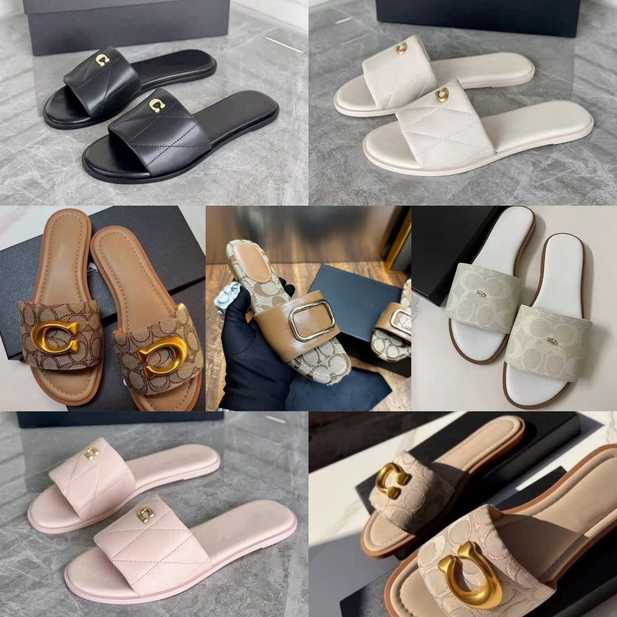 Free shipping women slippers Luxury Designer shoes Women's Sandals Leather Slippers Fashion sandal Slide Ladies open toe Beach Summer shoes Size 35-42