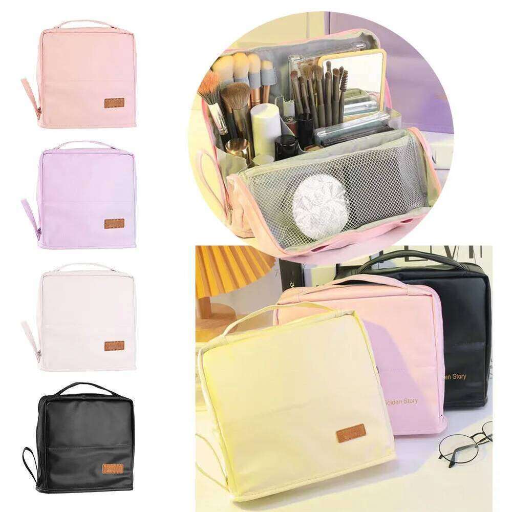 Vertical Makeup Standable Large Capacity Skincare Storage Bag Partitioned Multi-Compartment Cosmetic Organizer Women Y260206