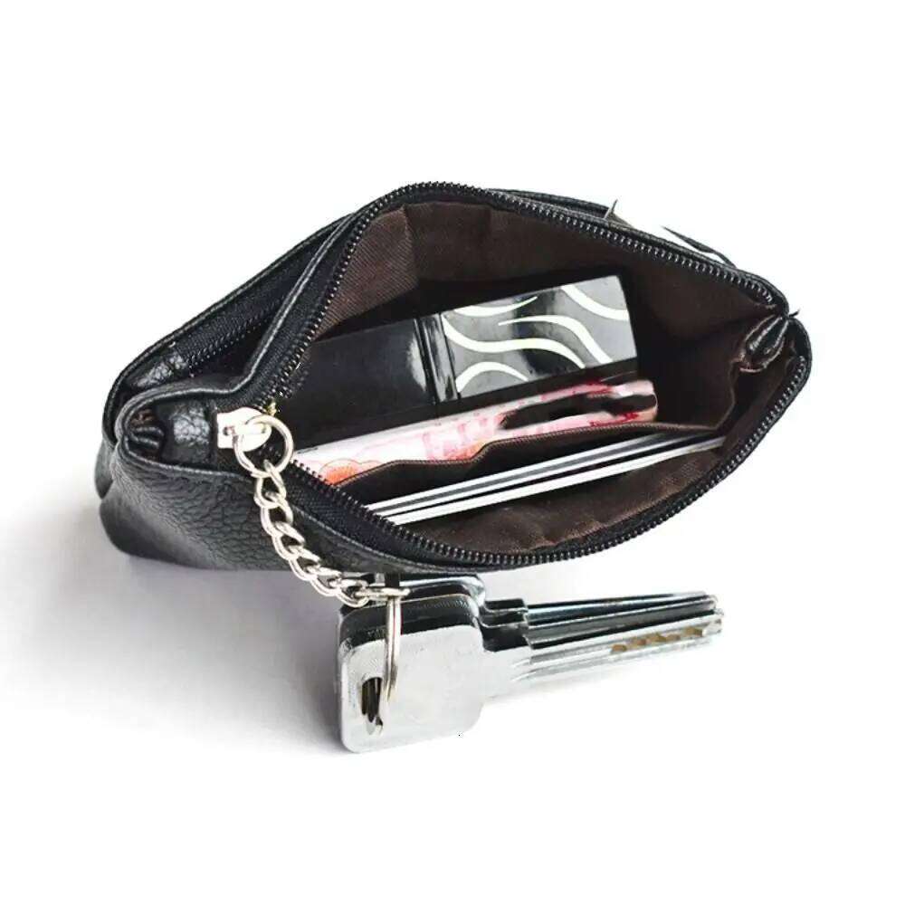 Zipper PU Leather Coin Credit Holder Pure Color Mini Purse Card Pocket Change Bag Short Wallet Outdoor Y260206