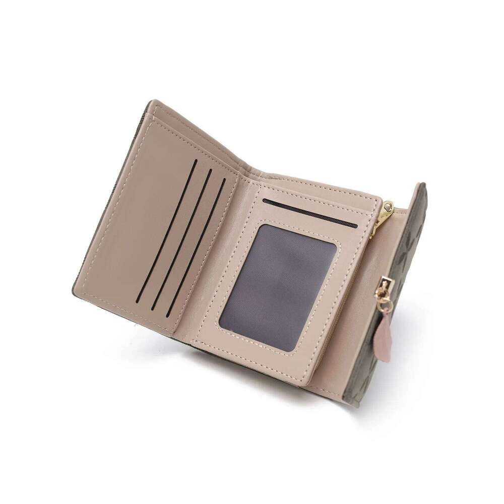 New women's high-quality PU leaf pendant three-fold bag multiple card slots folding student Coin purse multi-functional ban Y260206