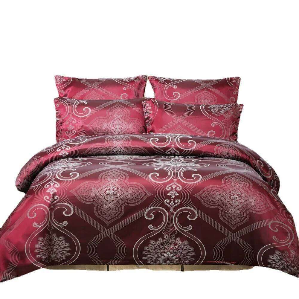 Duvet with Pillow Case Silk Glossy Double Bedding Set Quilt Cover Queen/King Couple or Single Bed Comforter Sets XJ260206