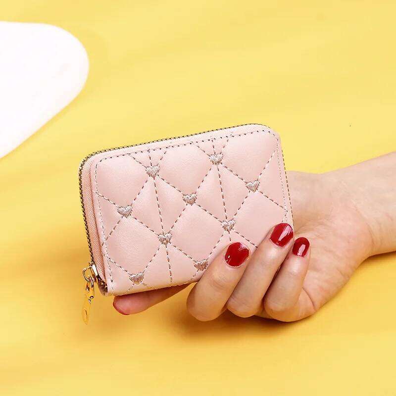 Women's Luxury Compact Wallet - Multi-Slot Card Organizer with ID Window & Coin Pocket, Slim Zippered Purse for Essentials Y260206