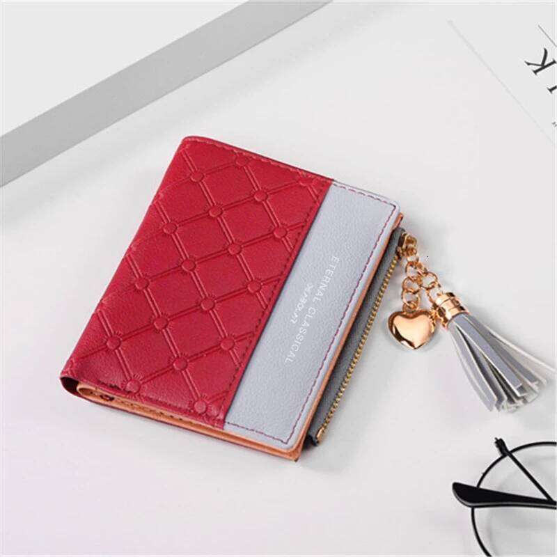 Wallet PU Leather Fashion Fringe Pendant Short Card Holder Folding Women's Coin Purse Y260206