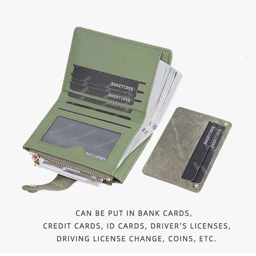 Elegant Women Short Wallet Large Capacity Pu Leather Business Holder Simple Zipper Closure Bank/ID/Credit Card Bag Travel Y260206