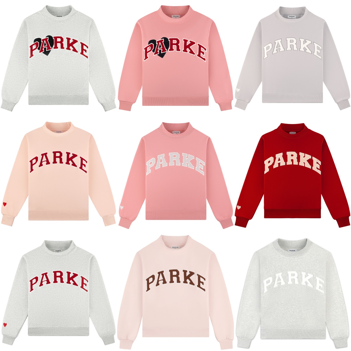 Parke Valentine's Varsity Mockneck Sweatshirts Pure Cotton PARKE Women Designer Jumpers Pullover Fashion Sport Hoodies