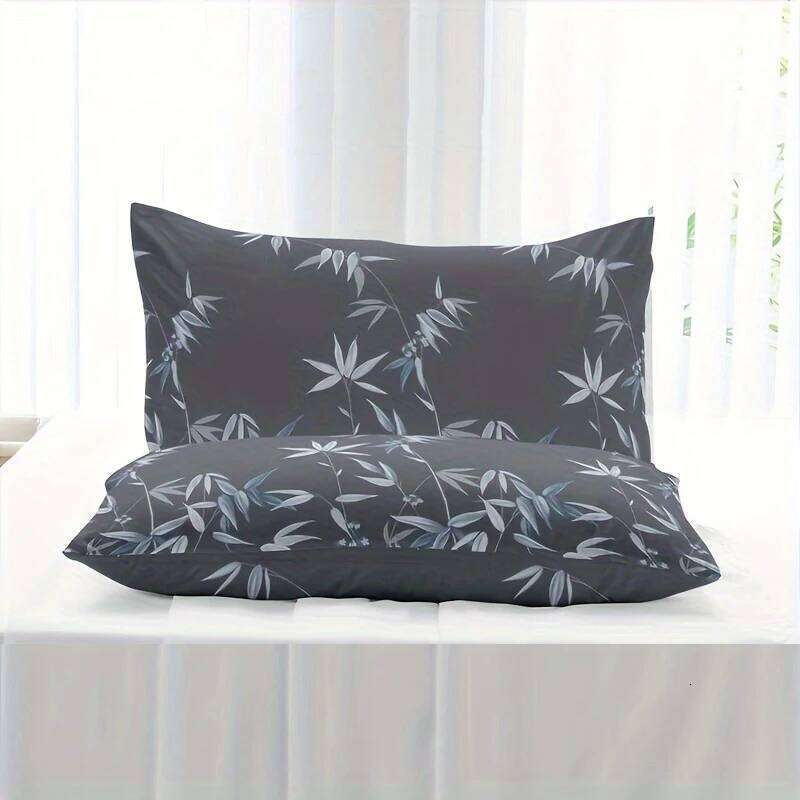 3pcs Bamboo Leaf Print Fitted Sheet Set Soft, Breathable, Comfortable, Hypoallergenic Bedding for Bedroom, Guest Room - 1 Fitt XJ260206