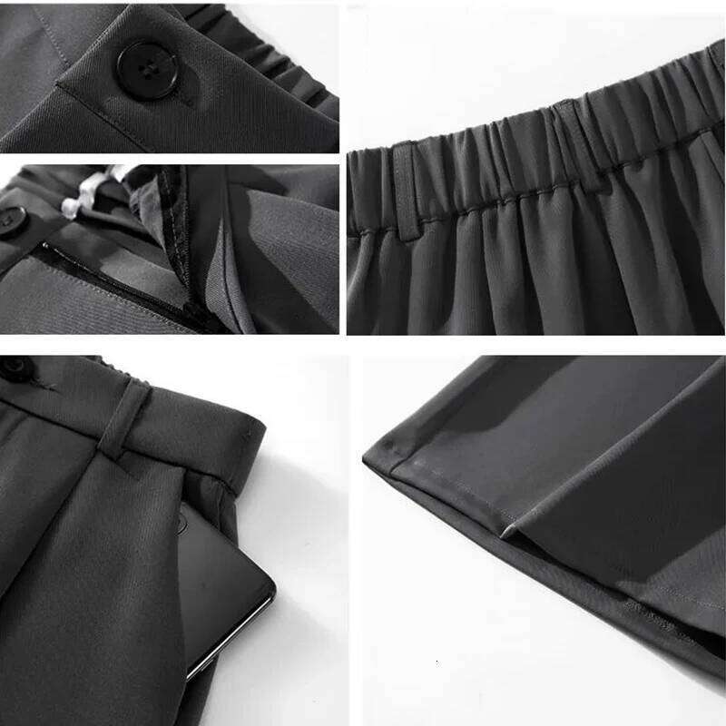 Solid Pleated Suit for Women Elastic Waist Loose Straight Shorts Summer Office Ladies Short Wide-Leg Pants Female XJ260206